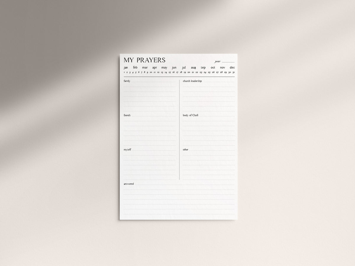 Digital Minimalist Prayer Journal | 5 PDF's For Print or iPad | Bible Study Church Notes Journal | Goodnotes | Procreate | Planner Template