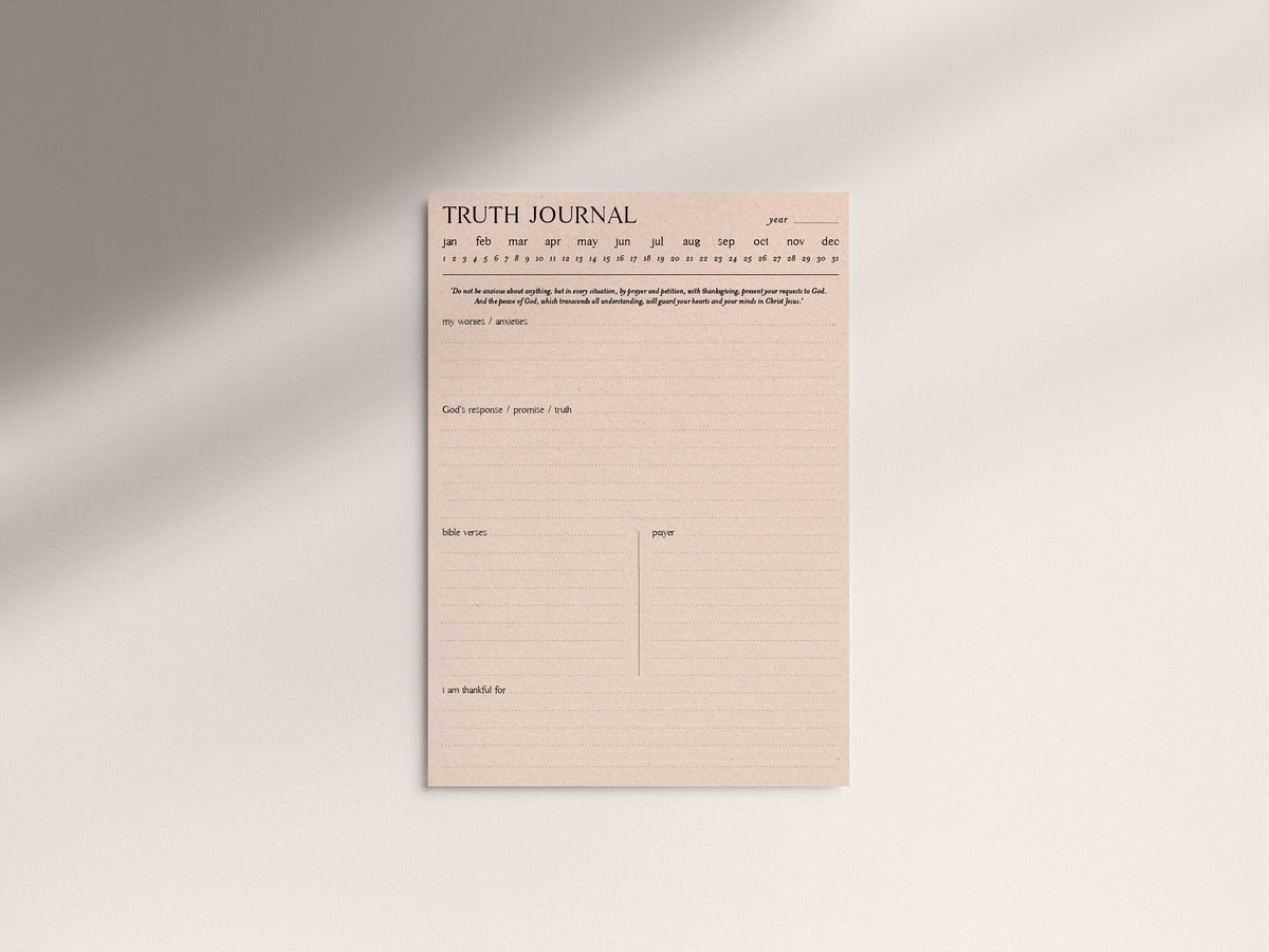 Digital Minimalist Truth Journal to Take Anxious Thoughts Captive | 5 PDF's For Print/iPad | Bible Notes Journal | Goodnotes | Phil 4:6-7