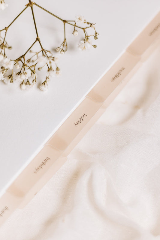 Minimalist 'Special Occasions' Planner Tab Set | Vellum | Beautiful, Simple, Cute Divider Tab Stickers | Translucent Planner Set | Adhesive
