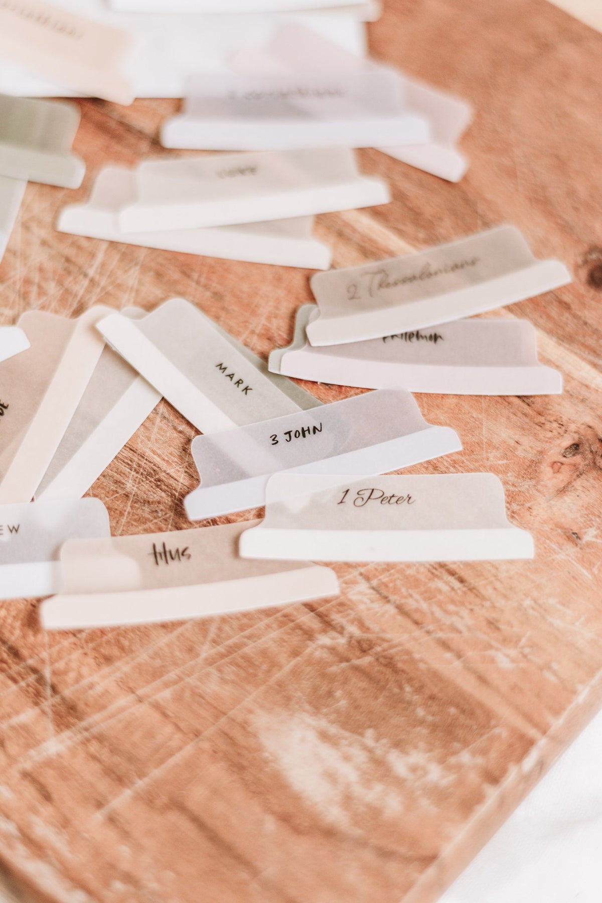 Minimalist Bible Tabs | Vellum | Beautiful, Simple & Cute Vellum Index Stickers | Journaling Supplies | Neutral, Boho | Adhesive