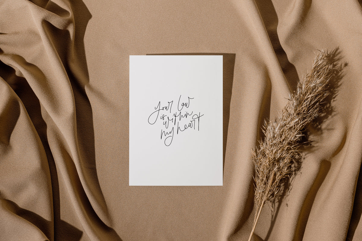 A5 Card | Psalm 40:8 | Christian Encouragement | Bible Study Journaling | For Women | Neutral Bookmark and Print | Minimalist Simple