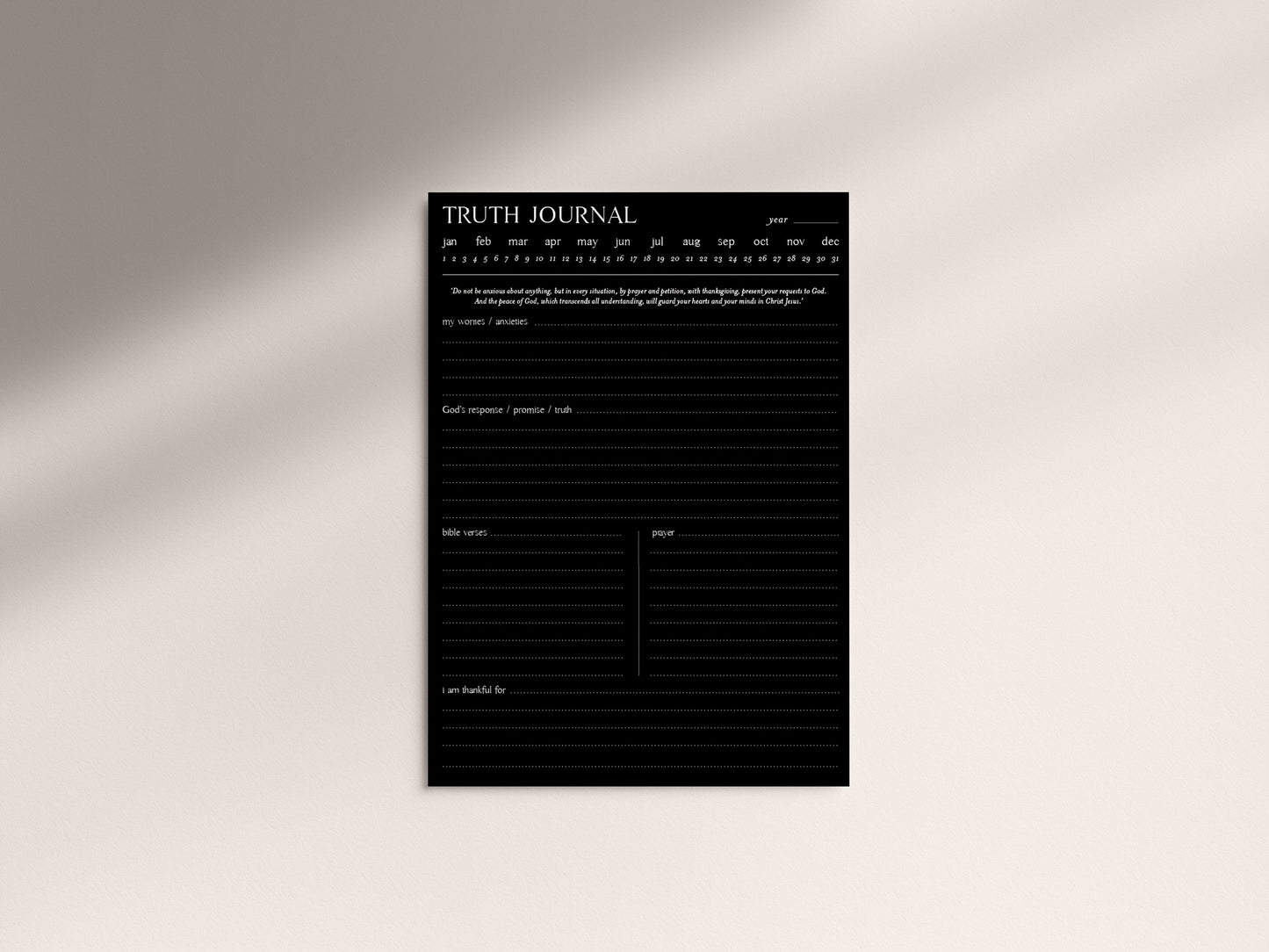 Digital Minimalist Truth Journal to Take Anxious Thoughts Captive | 5 PDF's For Print/iPad | Bible Notes Journal | Goodnotes | Phil 4:6-7