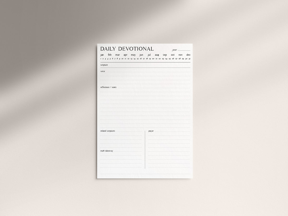 Digital Minimalist Daily Devotional | 5 PDF's For Print/iPad | Bible Study Devotional Notes Journal | Goodnotes Procreate | Planner Template