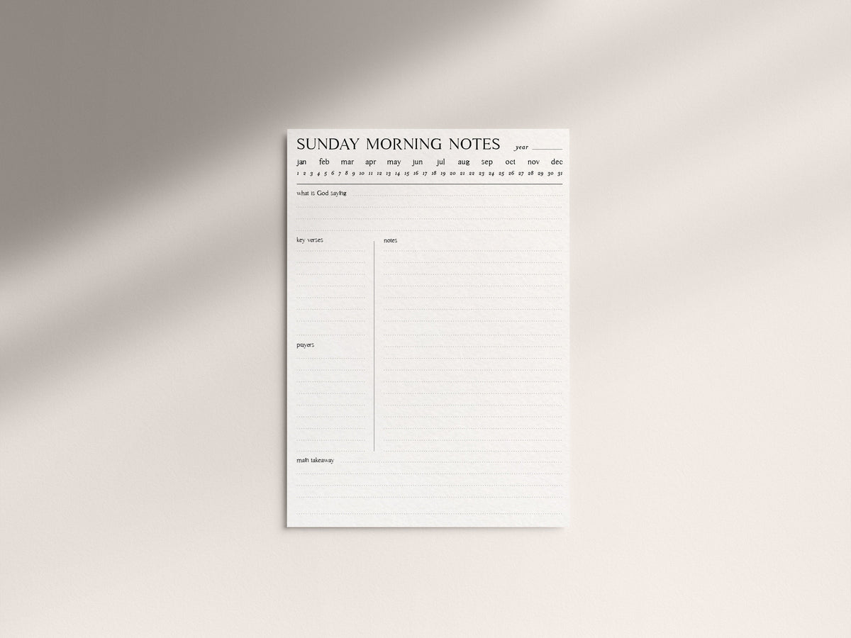 Digital Minimalist Sermon Notes | 5 PDF's For Print or iPad | Bible Study Church Notes Journal | Goodnotes | Procreate | Planner Template