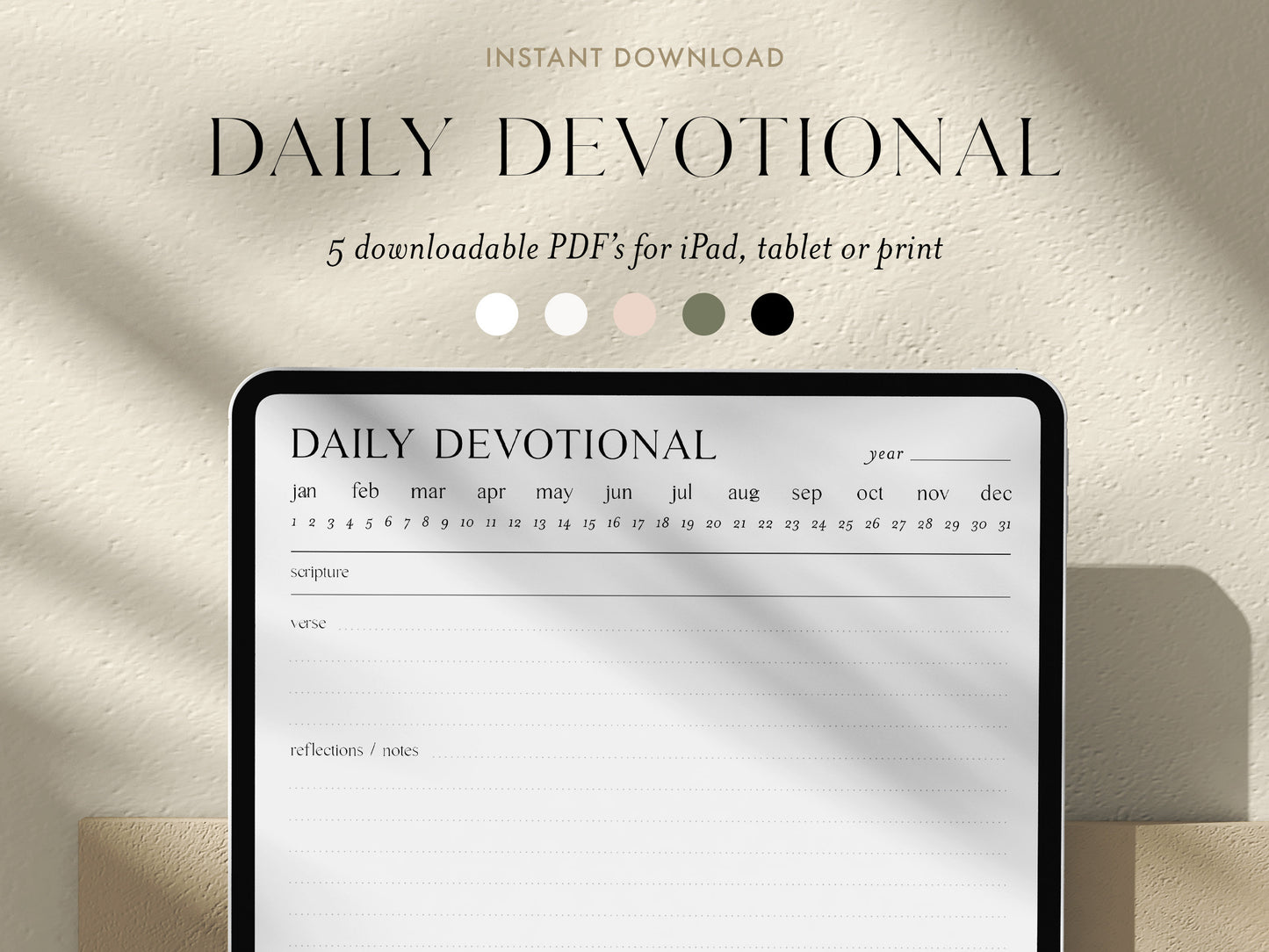 Digital Minimalist Daily Devotional | 5 PDF's For Print/iPad | Bible Study Devotional Notes Journal | Goodnotes Procreate | Planner Template