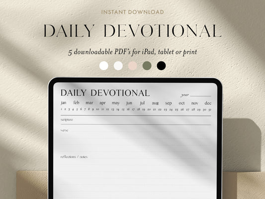 Digital Minimalist Daily Devotional | 5 PDF's For Print/iPad | Bible Study Devotional Notes Journal | Goodnotes Procreate | Planner Template