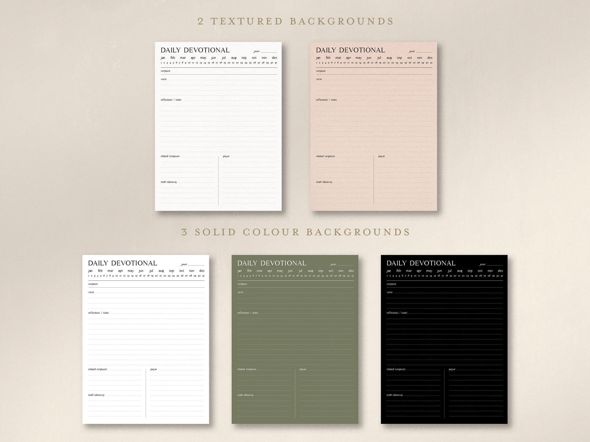 Digital Minimalist Daily Devotional | 5 PDF's For Print/iPad | Bible Study Devotional Notes Journal | Goodnotes Procreate | Planner Template