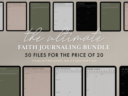 THE ULTIMATE Faith Journaling Bundle | Daily Devotional, Sermon Notes & More | 50 Files for the Price of 20 | iPad or Print
