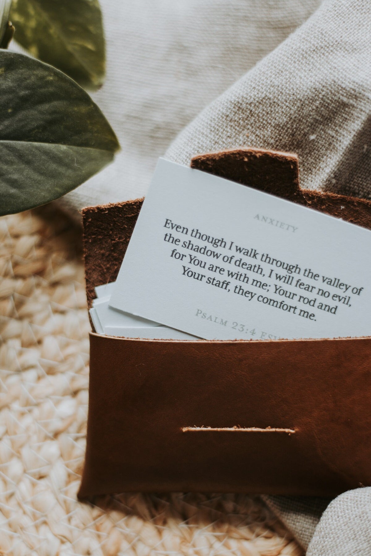 Custom/Bespoke Scripture Memorization Pack | Leather Wallet & 21 Themed Bible Verse Cards | Christian Memory Cards | Men Women | Wallet Gift