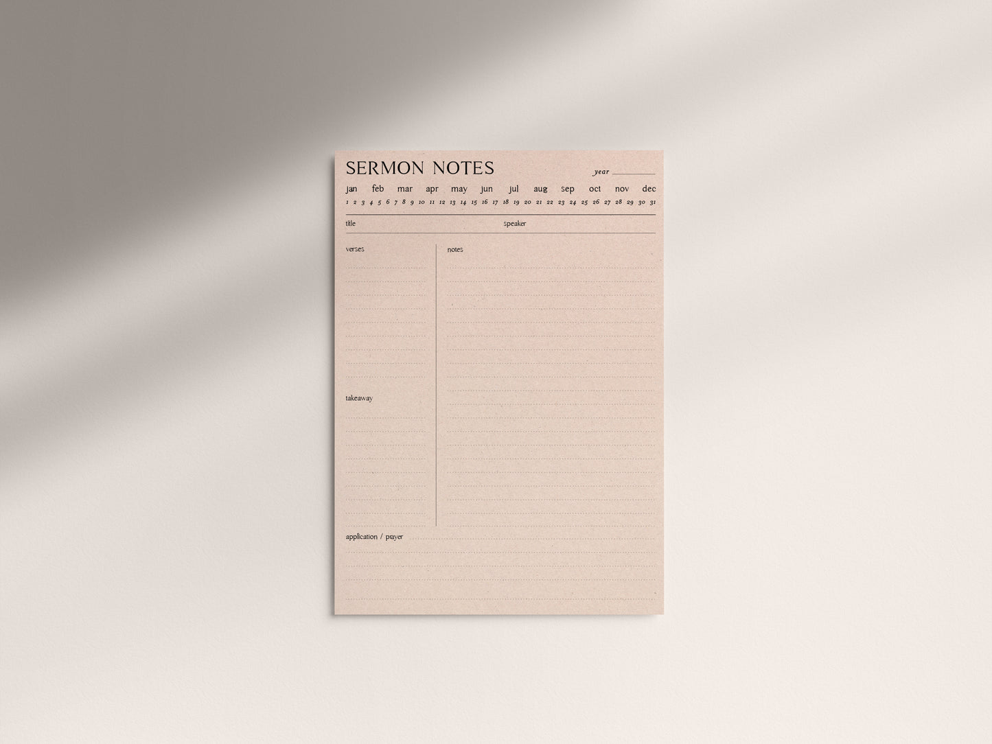 Digital Minimalist Sermon Notes | 5 PDF's For Print or iPad | Bible Study Church Notes Journal | Goodnotes | Procreate | Planner Template