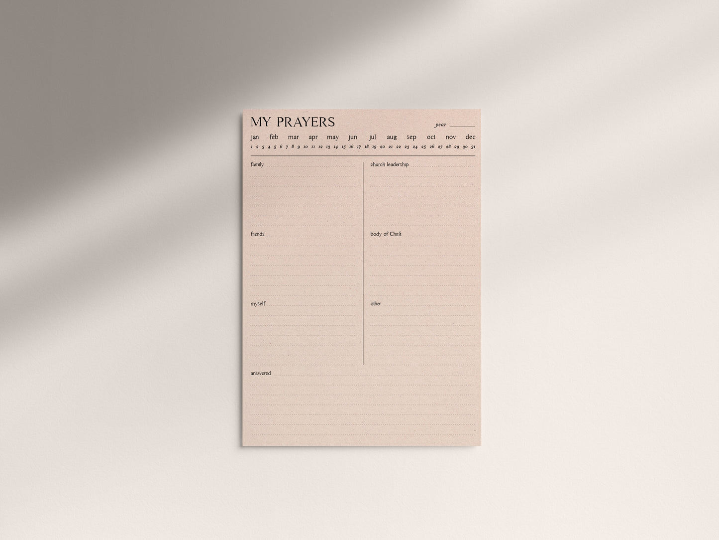 Digital Minimalist Prayer Journal | 5 PDF's For Print or iPad | Bible Study Church Notes Journal | Goodnotes | Procreate | Planner Template