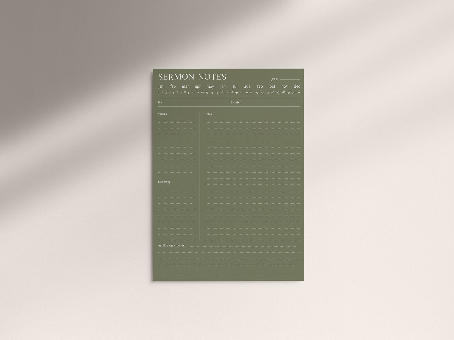 Digital Minimalist Sermon Notes | 5 PDF's For Print or iPad | Bible Study Church Notes Journal | Goodnotes | Procreate | Planner Template