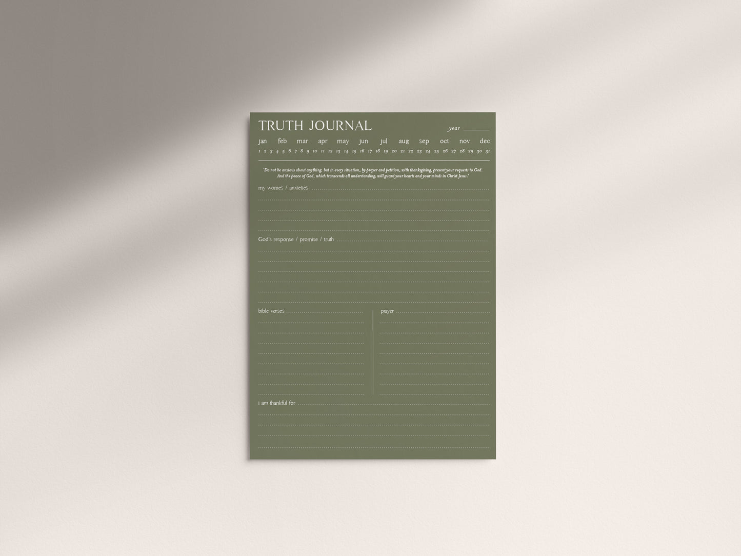 Digital Minimalist Truth Journal to Take Anxious Thoughts Captive | 5 PDF's For Print/iPad | Bible Notes Journal | Goodnotes | Phil 4:6-7