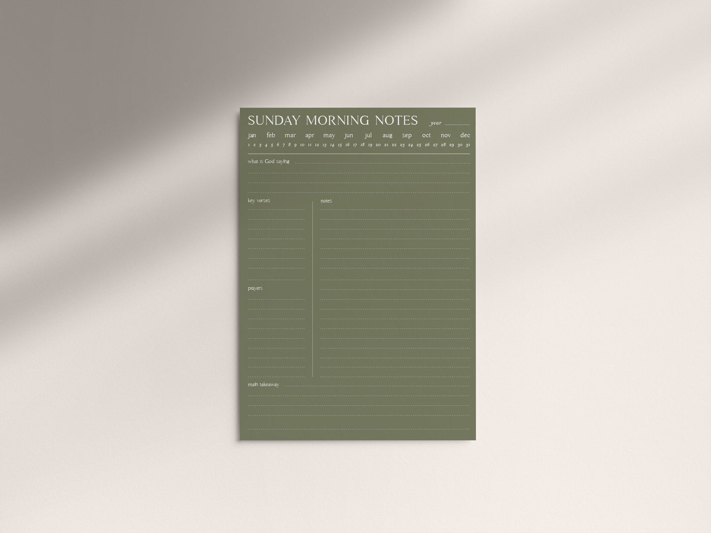Digital Minimalist Sunday Morning Notes | 5 PDF's For Print/iPad | Bible Study Church Notes Journal | Goodnotes Procreate | Planner Template