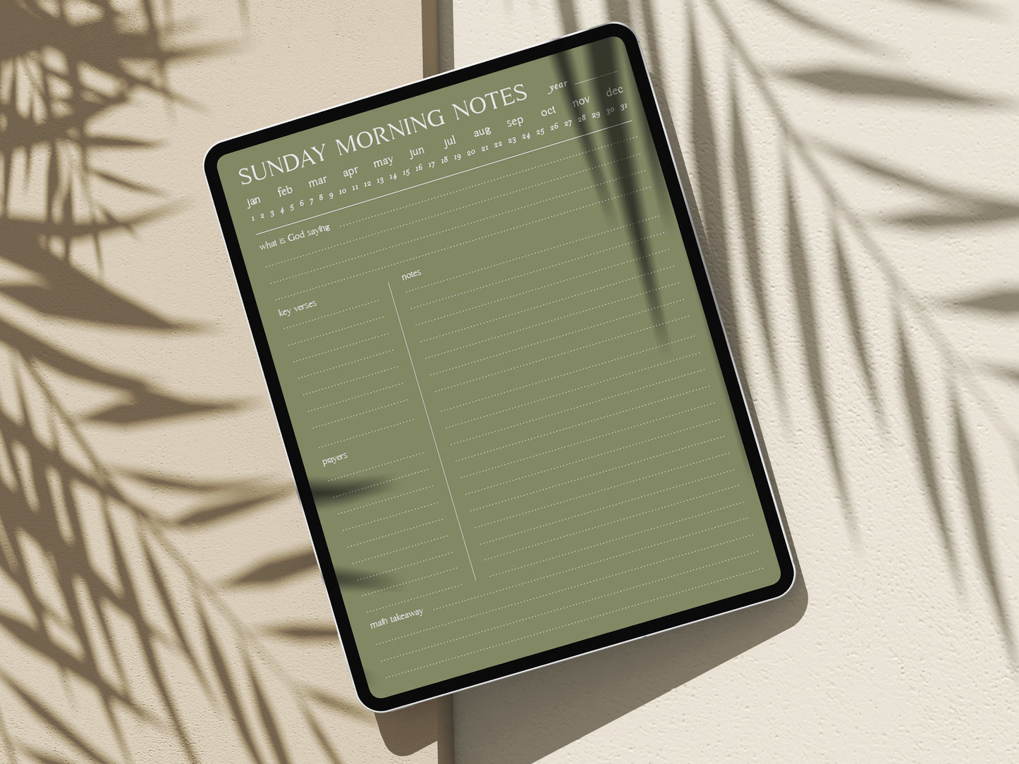 Digital Minimalist Sunday Morning Notes | 5 PDF's For Print/iPad | Bible Study Church Notes Journal | Goodnotes Procreate | Planner Template